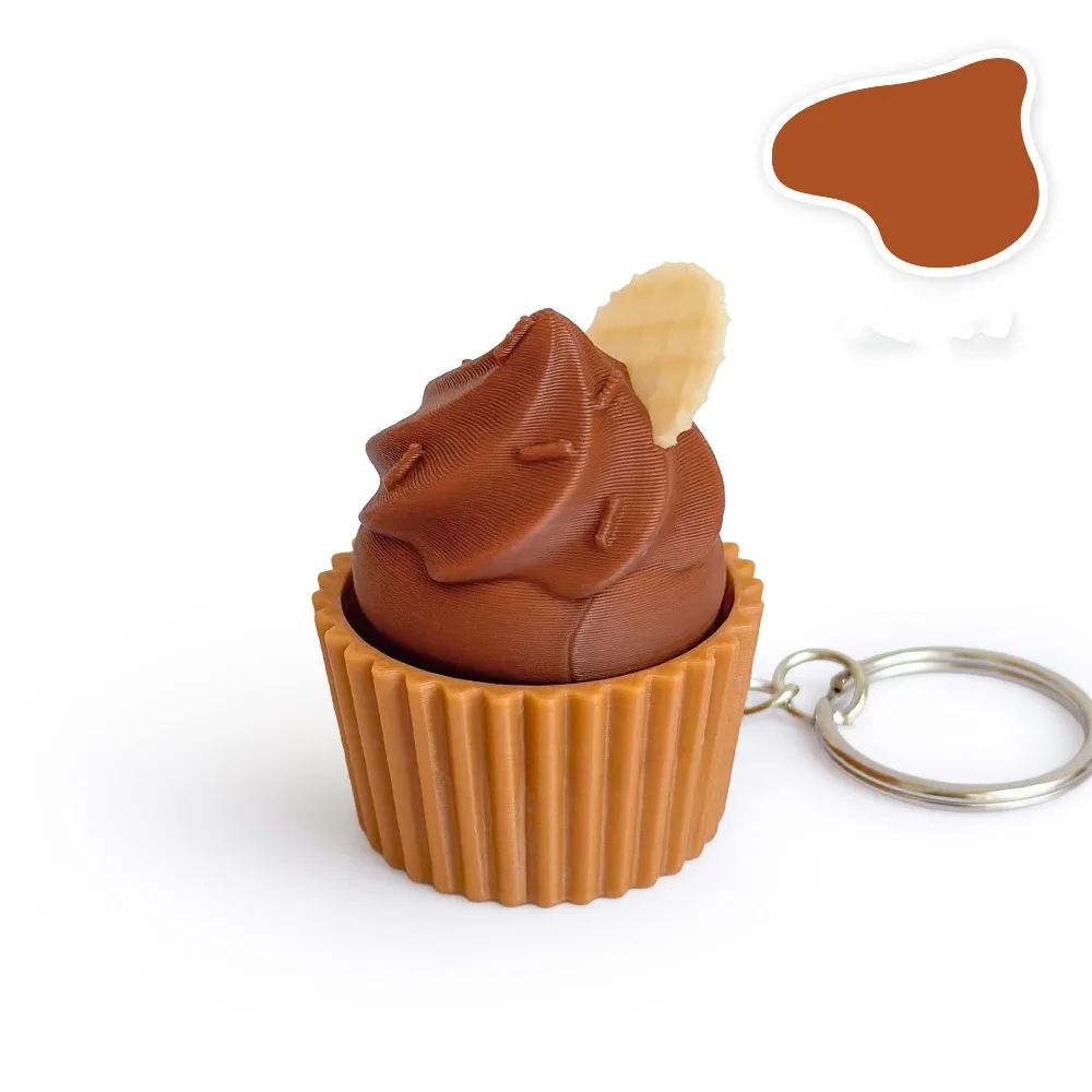 3D Printed Foods Clicker Keychain Food Funny Simulation Finger Button Pendant Fidget Sensory Coffee Calming Keychain Bag Pendant