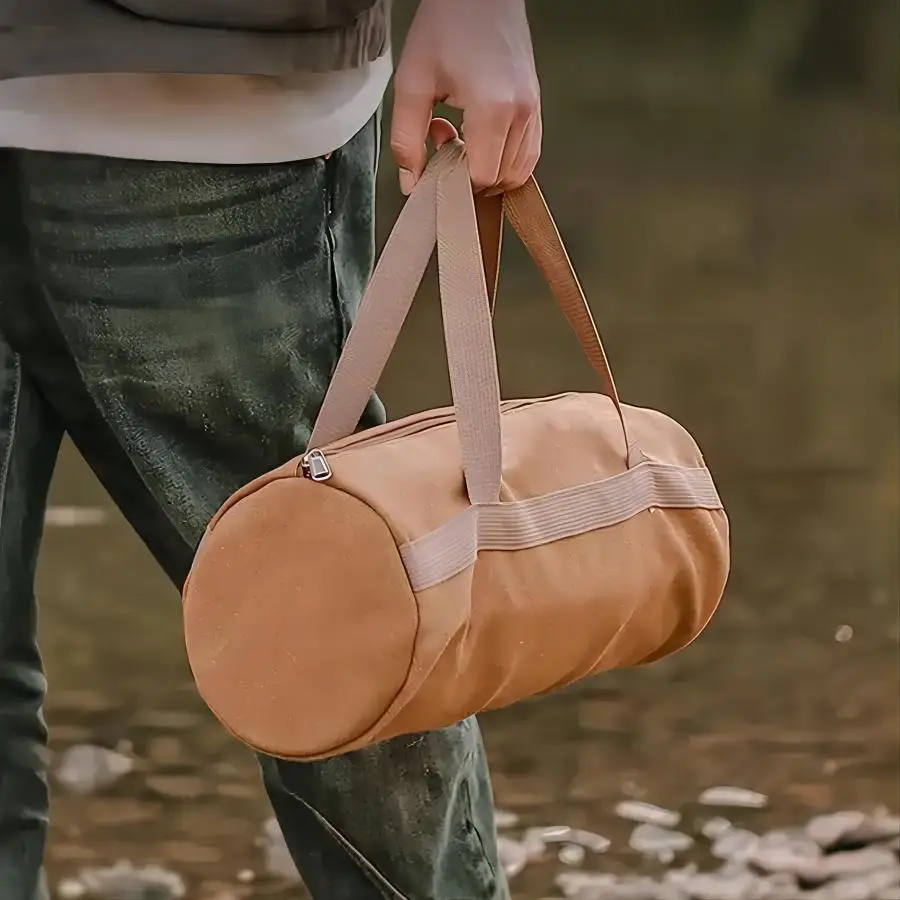 Bolsa de almacenamiento de accesorios para acampar al aire libre, bolsa cilíndrica de cuerda de viento para herramientas de uñas de tierra, bolsa de uñas portátil para acampar