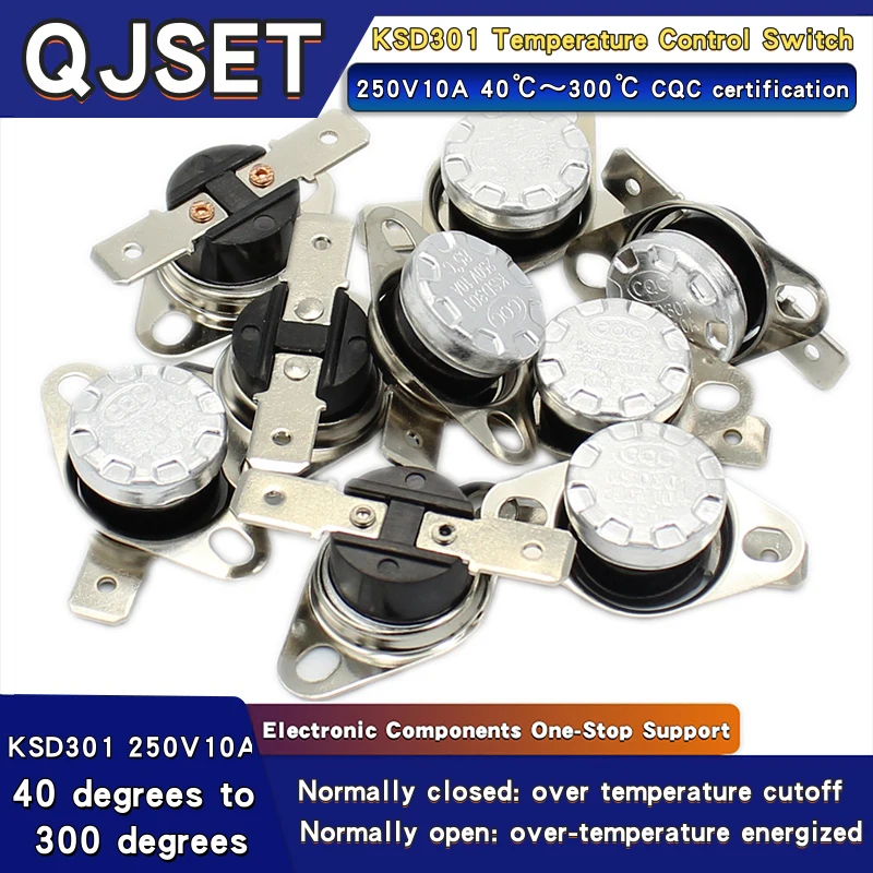 1Pcs KSD301 10A 250V 40-300 Degree Normally Closed Normally Open Temperature Control Switch Thermostat 45℃ 80℃ 85℃ 95℃ 100℃ 180℃