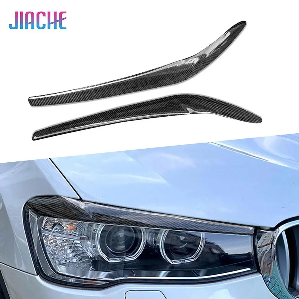 

Carbon Fiber Car Front Headlight Eyebrow Eyelid Lamp Light Eyebrows Sticker For BMW X3 X4 F25 F26 2014-2017 Auto Accessories