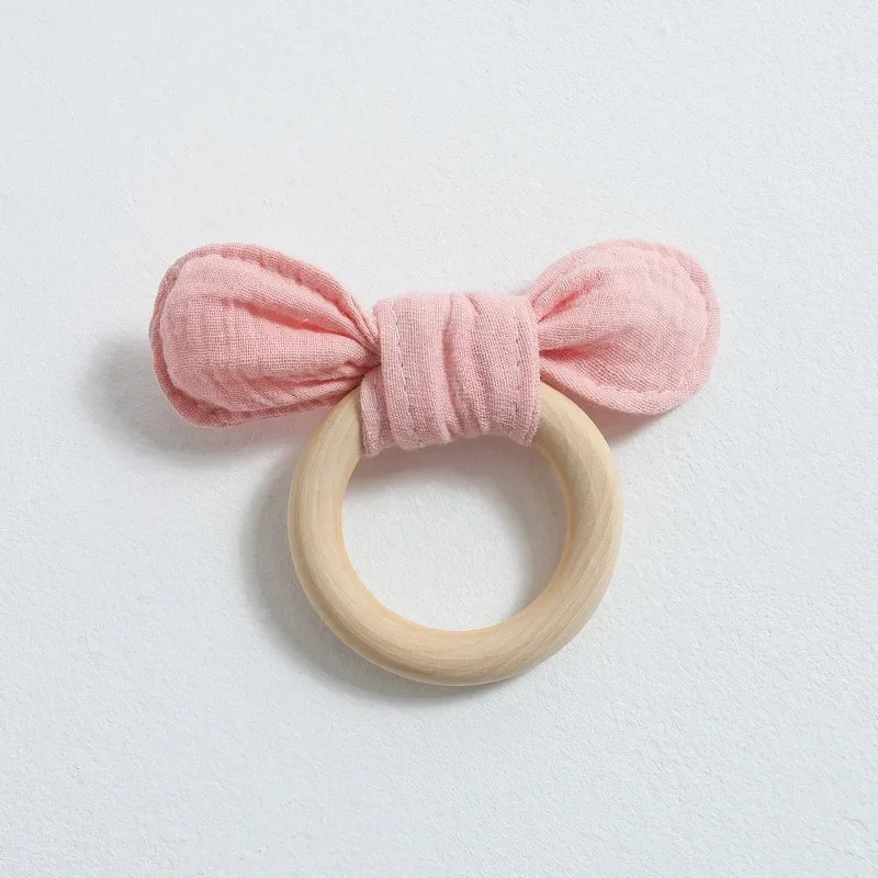 Teethers Children's Wooden Grinding Ring Gauze Rabbit Ear Wooden Ring