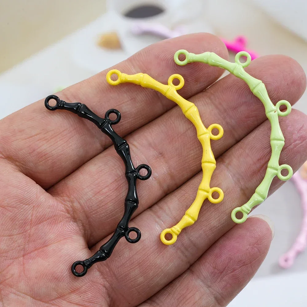 5 Stuks Legeringen Bamboe Met Ring Bocht Ketting Armband Laag Hanger Borgtocht Connector Voor Diy Sieraden Maken Multi-Streng Sluiting