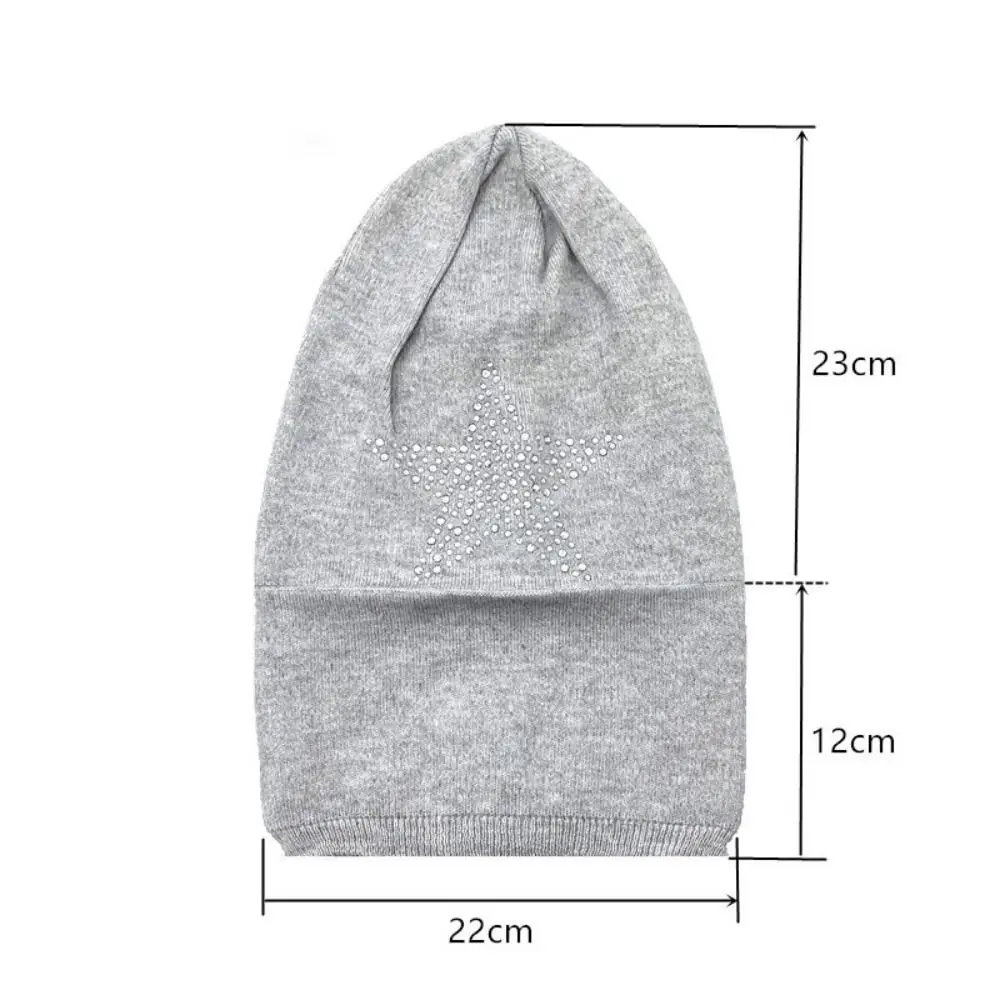 Casual Rhinestone Star Print Women Beanie Hat Warm Windproof Skating Camping Hiking Cap Gothic Punk Hats Autumn Winter