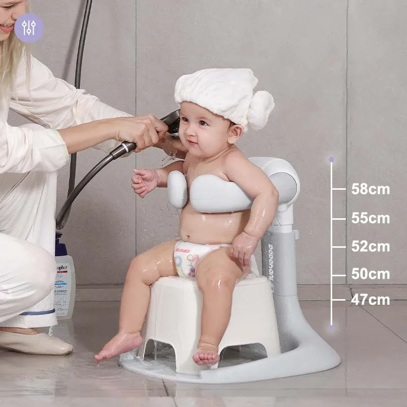 Portable Baby Standing Bath Rack Shower Support Holder Height Adjustable Infant Bathtub Stand with Nonslip Large Base
