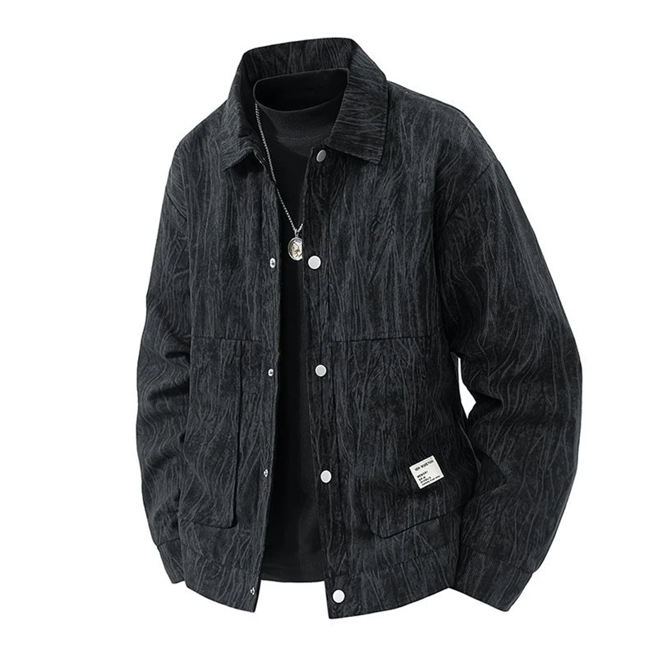 

Corduroy Jacket Men Spring Autumn Cargo Jackets Male Fashion Casual Print Jacket Coat Male