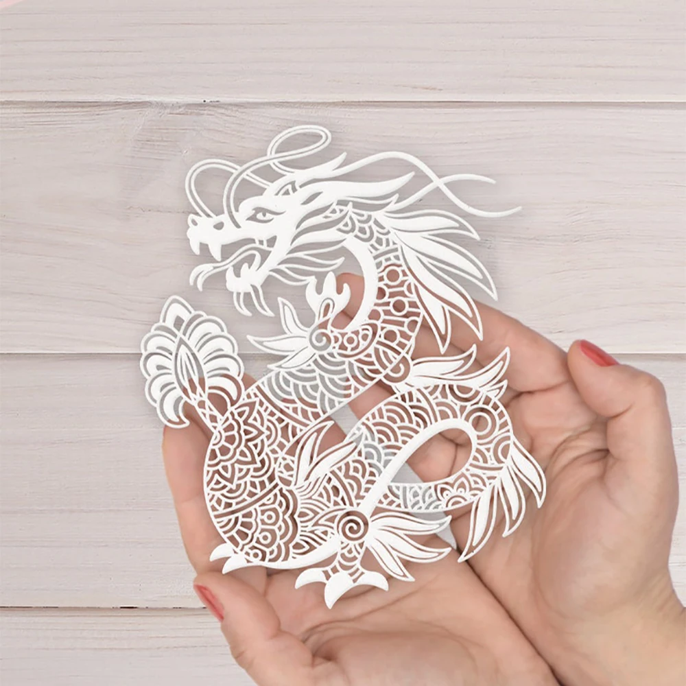 Chinese New Year Dragon Year Blessings Greetings Cutting Dies for DIY Scrapbooking Album Deco Craft Embossing Cards Making 2024