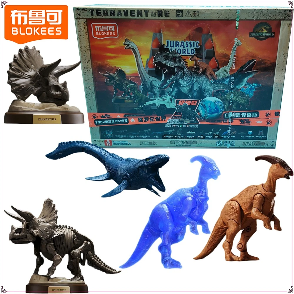 Blokees Genuine Jurassic World Blind Box High Quality Cartoon Exquisite Collection Model Toys Decorative Ornaments Holiday Gifts
