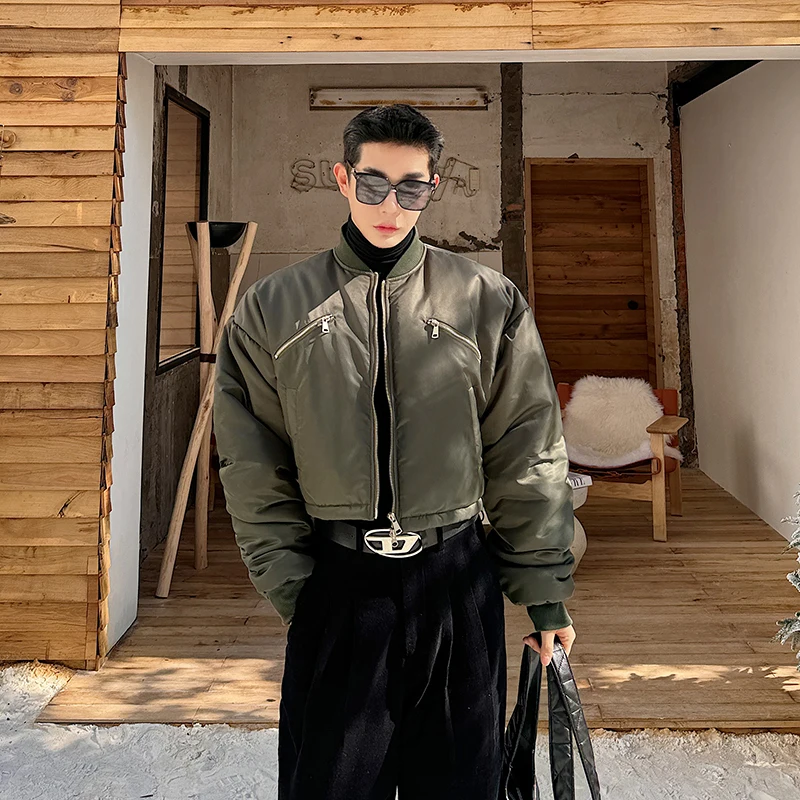 

Autumn Winter Thiened Zipper Workwear ort Sle Baseball Jaet Men's Military een Cotton Coat Youth Casual Loose Fit