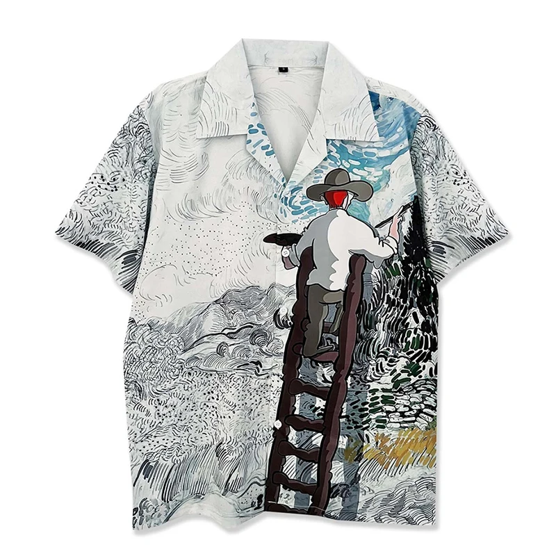 3Digital Print Street Mens Shirts Short Sleeve Summer Holiday Beach Shirts for Man