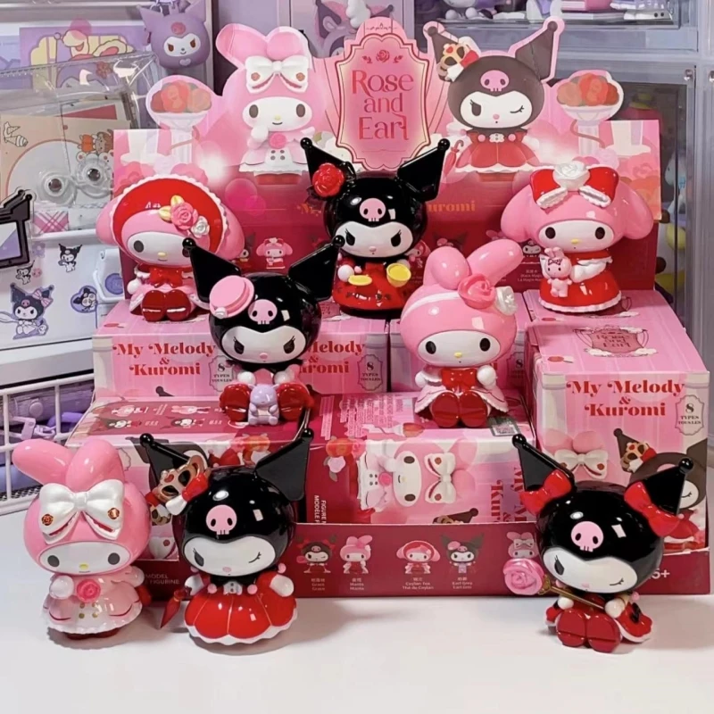 In Voorraad Sanrio Anime Figuur Mijn Melodie Kullomi Schattige Pop Roos En Earl Serie Blind Box Model Speelgoed Desktop Collectie Cadeau