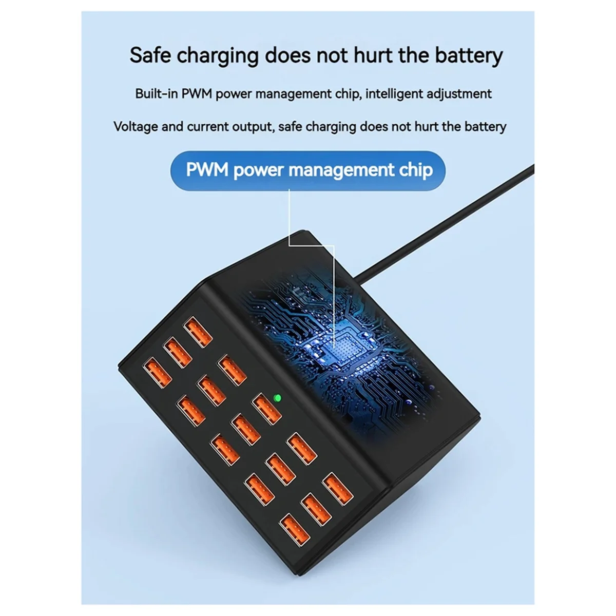 AA87100W Desktop Universal USB Ladegerät 15 Ports USB Schnelle Ladestation für Ipad Iphone 15 14 13 Pro für Samsung EU Stecker