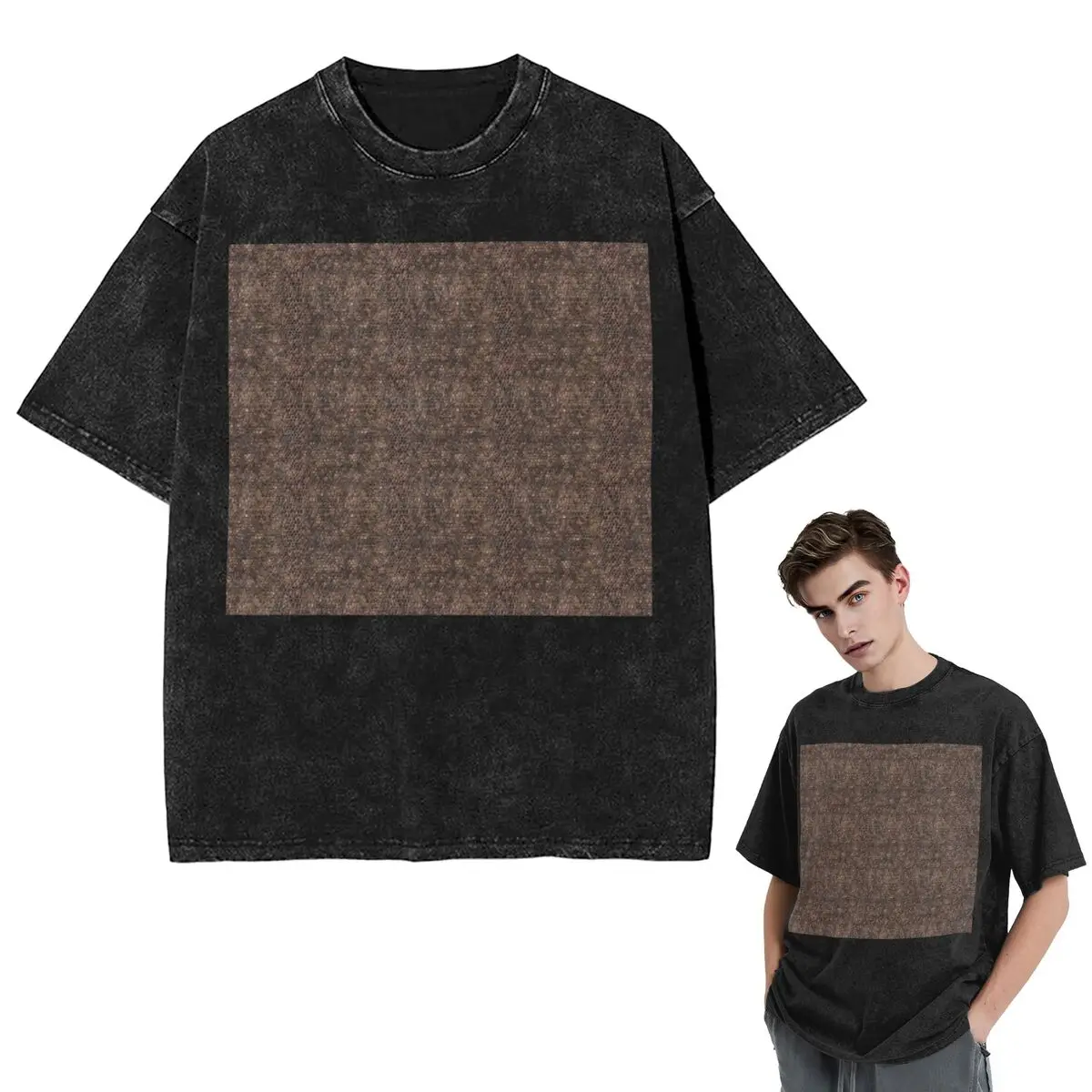 

Уличная одежда Футболки Коричневая змеиная кожа с рисунком Стираная футболка с коротким рукавом Футболка в стиле хип-хоп Топы Футболки для мужчин и женщин