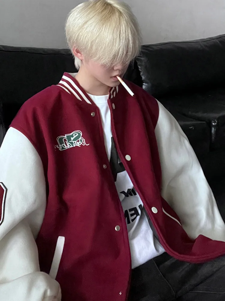 

Мужская винтажная бейсбольная куртка American Sle, осенняя, в стиле High Street, из твида, с дизайнерскими вставками, повседневная, модная верхняя одежда