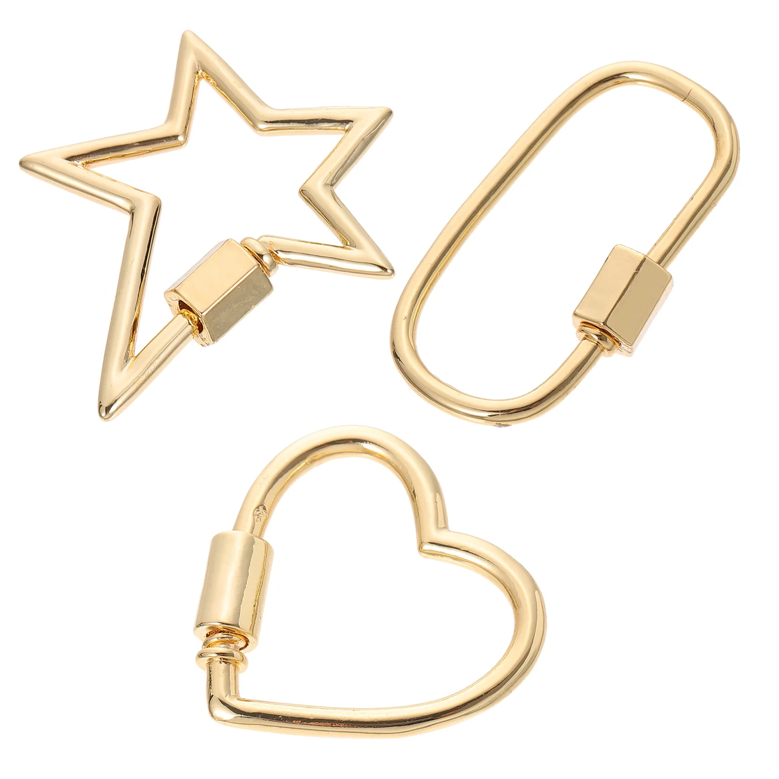 

3 Pcs Jewelry Link Buckle Necklaces Carabiner Screw Clasp for Charm Turnbuckle Lock Copper Connector