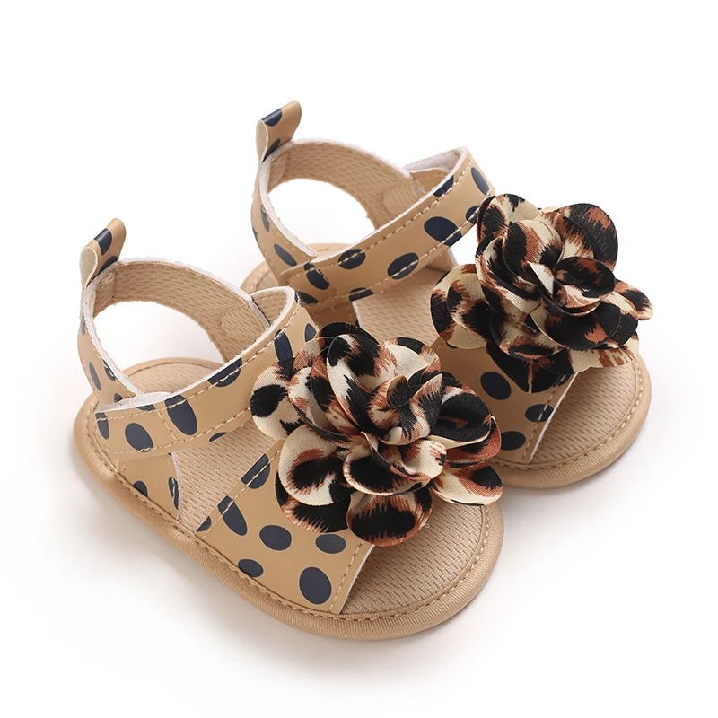 

Summer 3-13-month-old female baby leopard print polka dot talk with many baby sandals