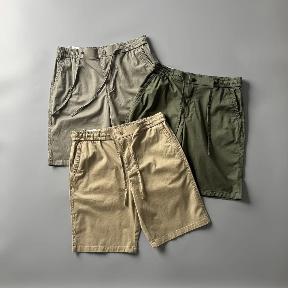 

Lightweight Breathable orts Vintage Preppy Sle Five-Quarter Length Elastic Waist Dstring Slim Fit Versatile Casual orts