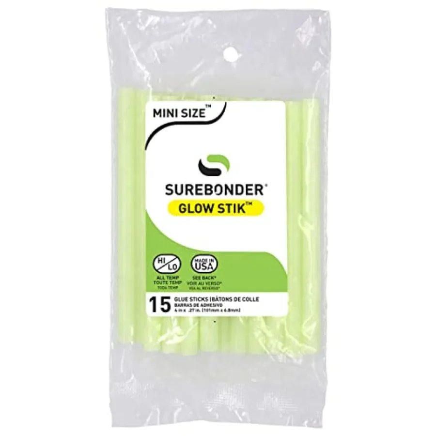 

Glow in The Dark Hot Glue Sticks Mini Size 4" - 15 Pack
