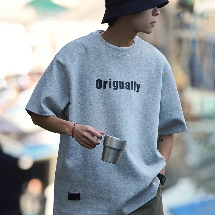 

Trendy brand Korean versatile printed graphic short sleeved T shirt men summer y2k street hip-hop Harajuku personality loose top