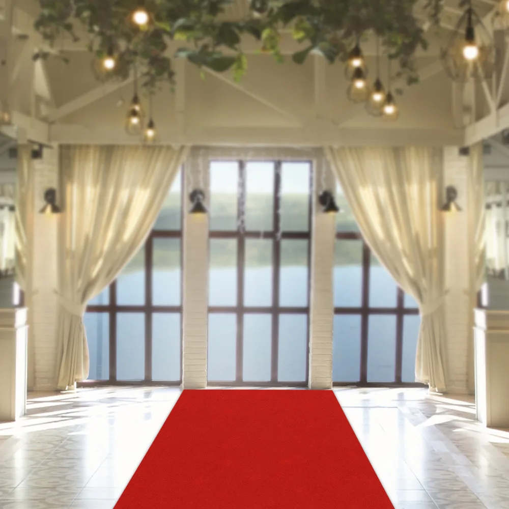 Bymaocar 33*3ft Red Carpet Runner for Party 360gsm Thick Polyester Fiber Aisle Runner Non-slip Runway Rug for Wedding Ceremony