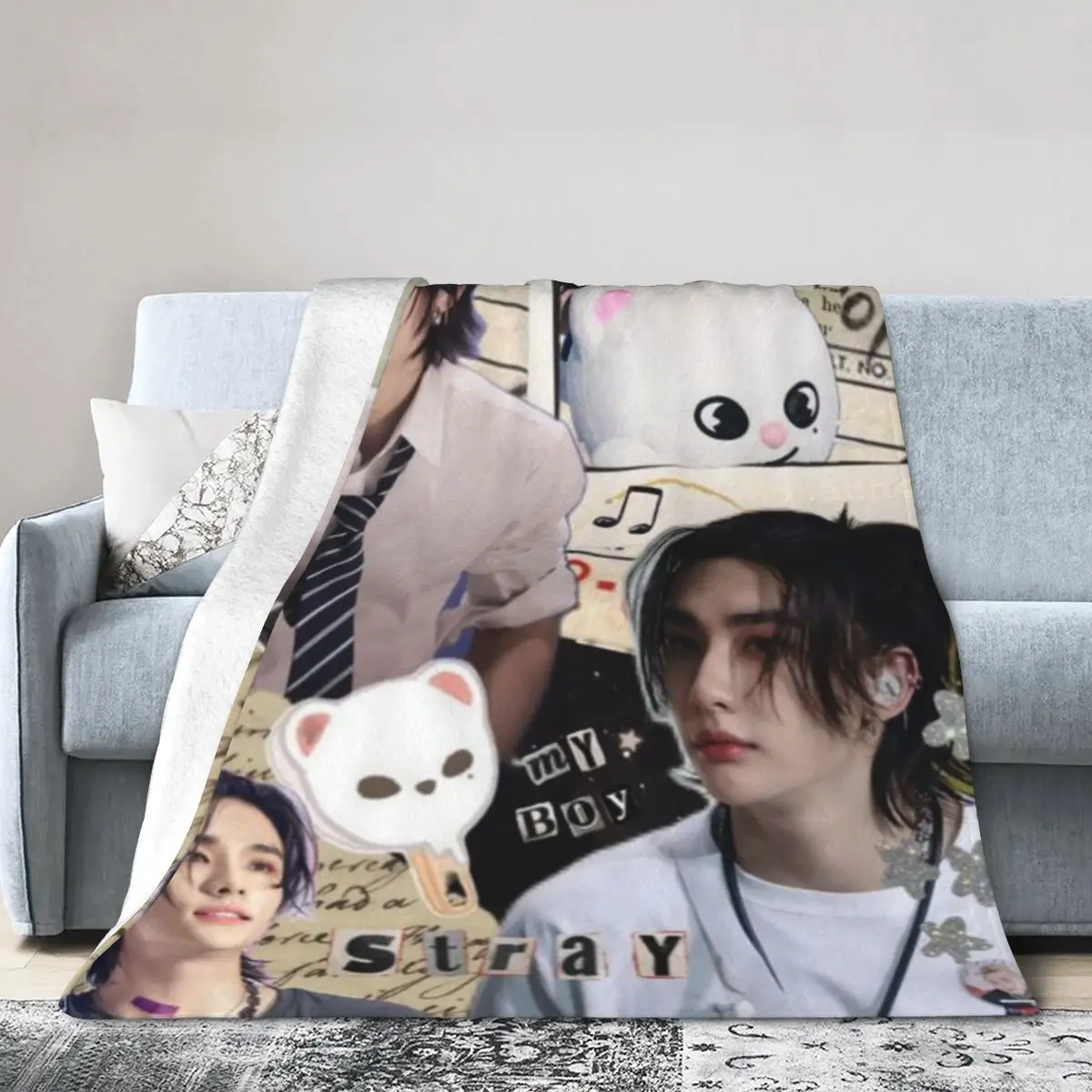 

Hot-KPOP-Like-Stray-K-Kids-Hyunjin Warm Flange blankets Soft and comfortable blanket picnic blanket birthday gift