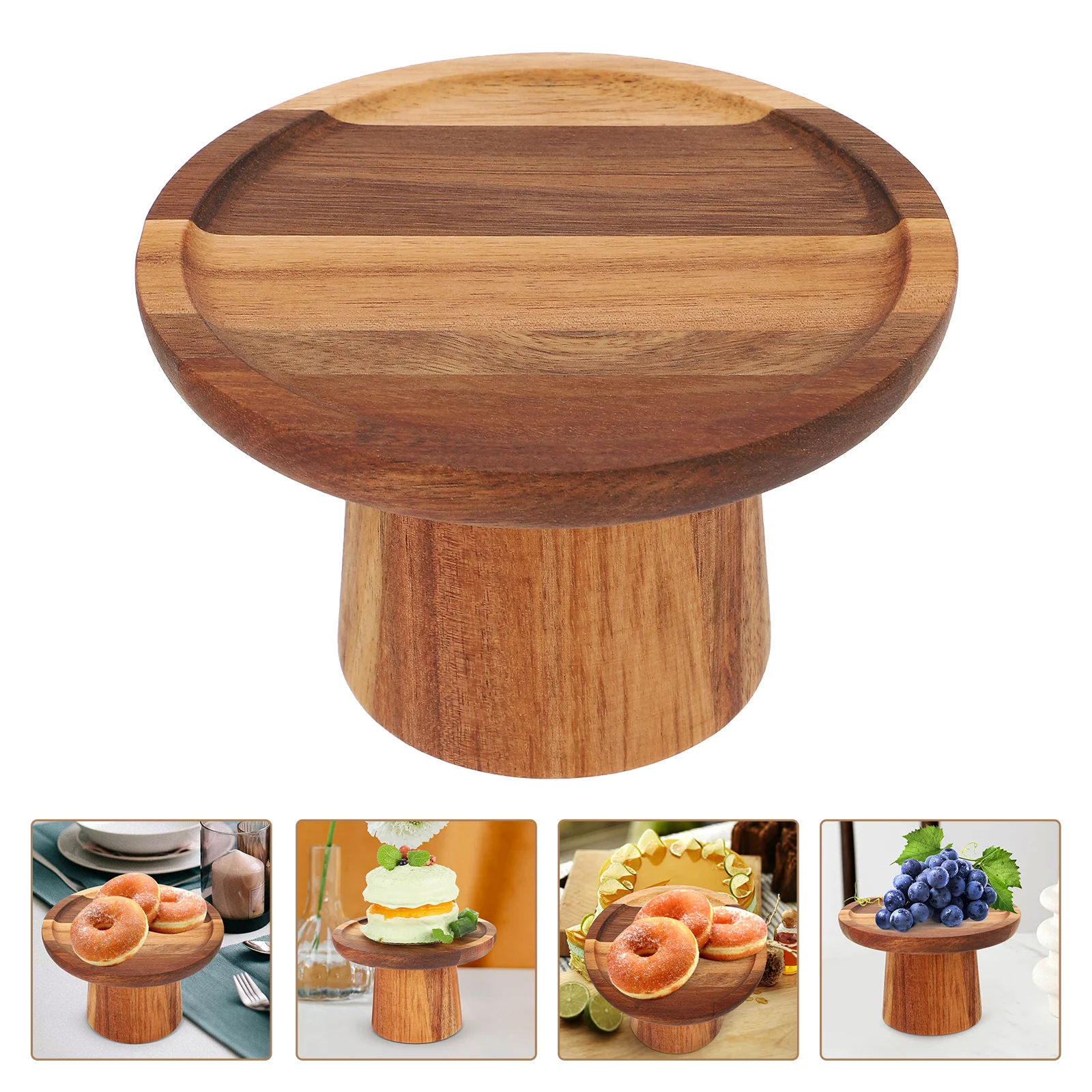 

Cake Pan Wooden Stand Snacks Household Dessert Holder with Lid Server Party Bride Dinner Plates