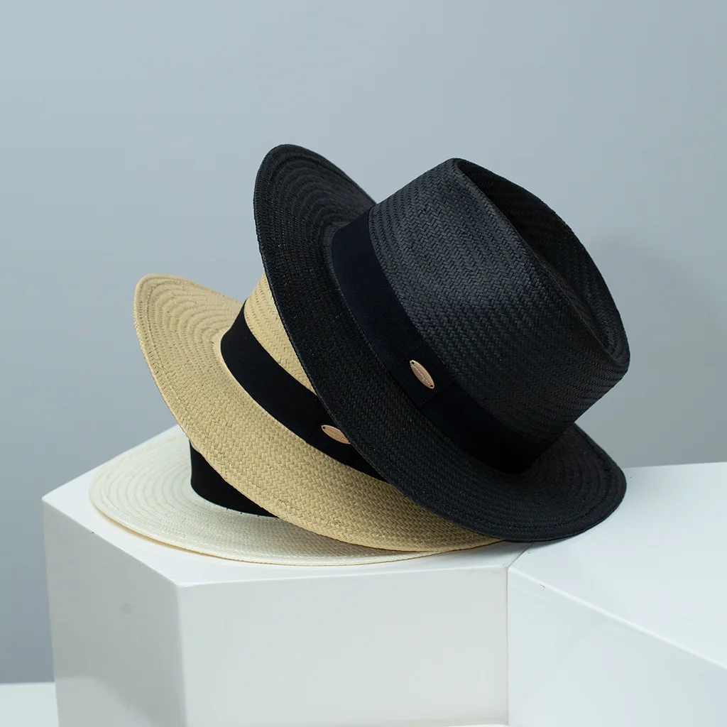 

Korean Soft Straw Wide Brim Fedora,Brim Sun Hat for Women, Face Slimming Beach Vacation Cap, UV Protection, French Chic Casual
