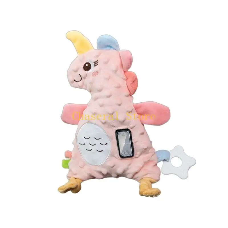 E7CE Infant Soothing Toy Rechargeable Design Plush Fabric Cartoon Baby Sleep Assist