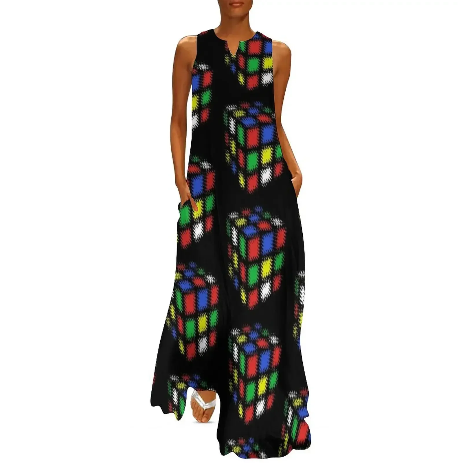 

Splash Cube Long Dress summer dress korean women dresses for prom elegant women's sets party dresses women Dress