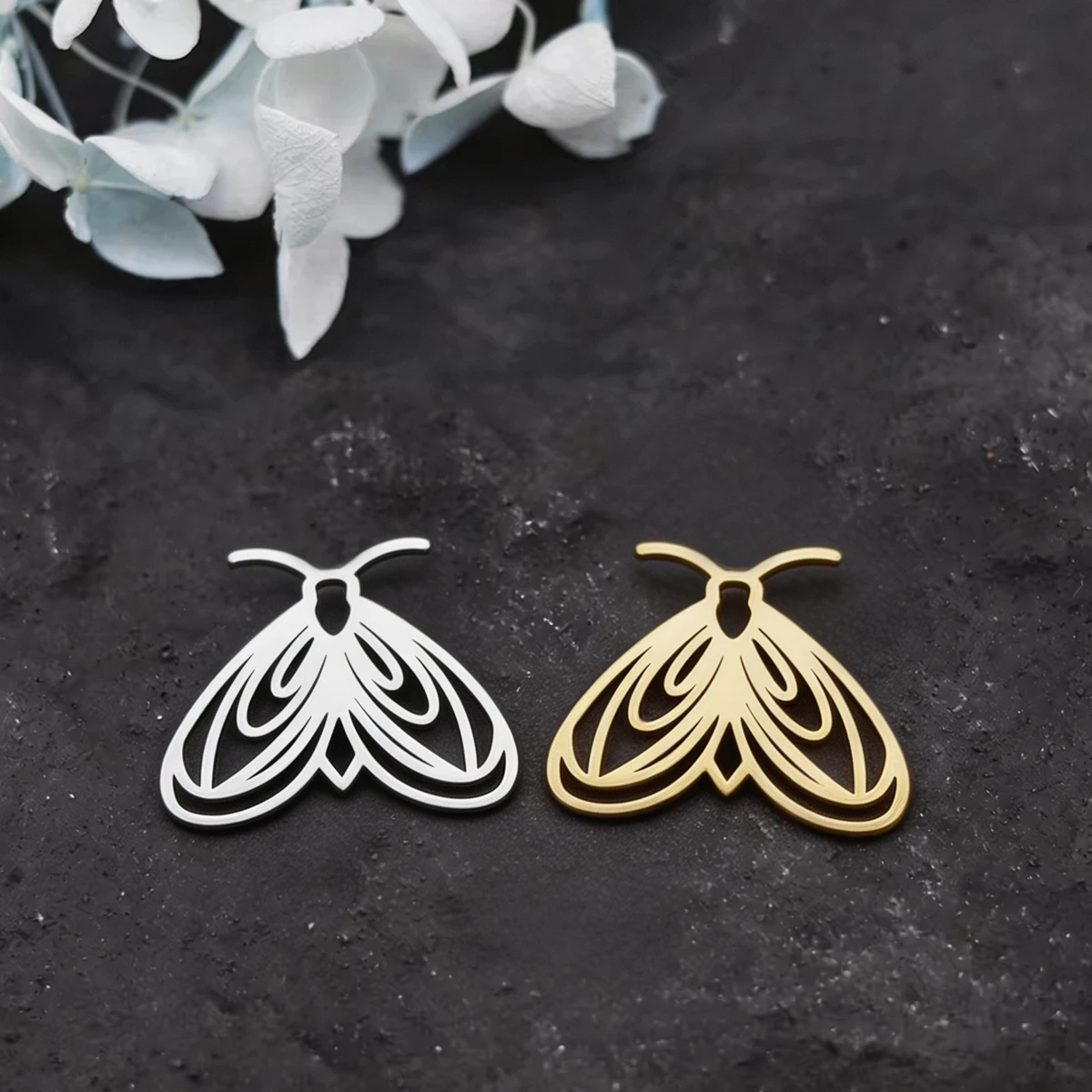 3pcs Moth Charms Stainless Steel Insect Pendant for DIY Jewelry Making Necklace Earrings Bracelet Craft Findings Supplies