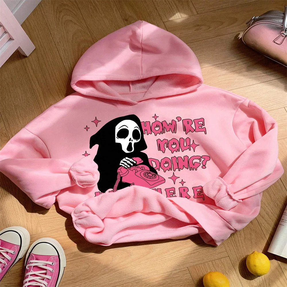 Ladies\' Letter Printed Hoodie Fun And Comfortable Y2K Girls\' Sportswear Elegant Pattern Comic Printing Design Trendy Daily