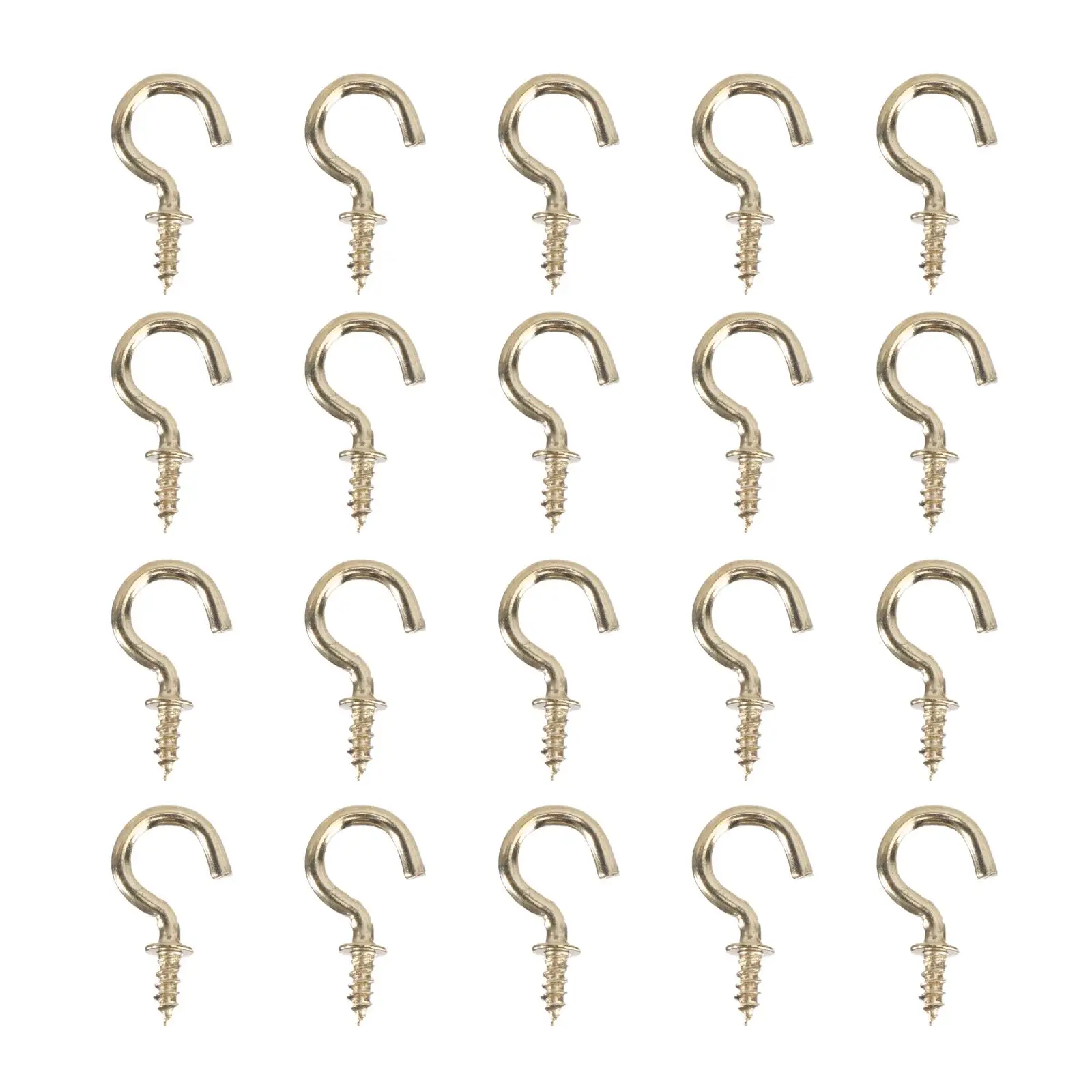 

20 Pcs Metal Ceiling Hooks Copper Plated Screw in Cup White Hangers Easy Install Lasting Wood Clothes Hook Hardware