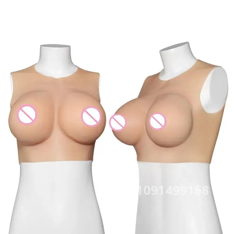 Fake Chest False Silicone Breast Enlargement Artificial Big Tits Round Neck B/C/E/F Cup Boobs Forms Crossdresser Sexy Toys Women