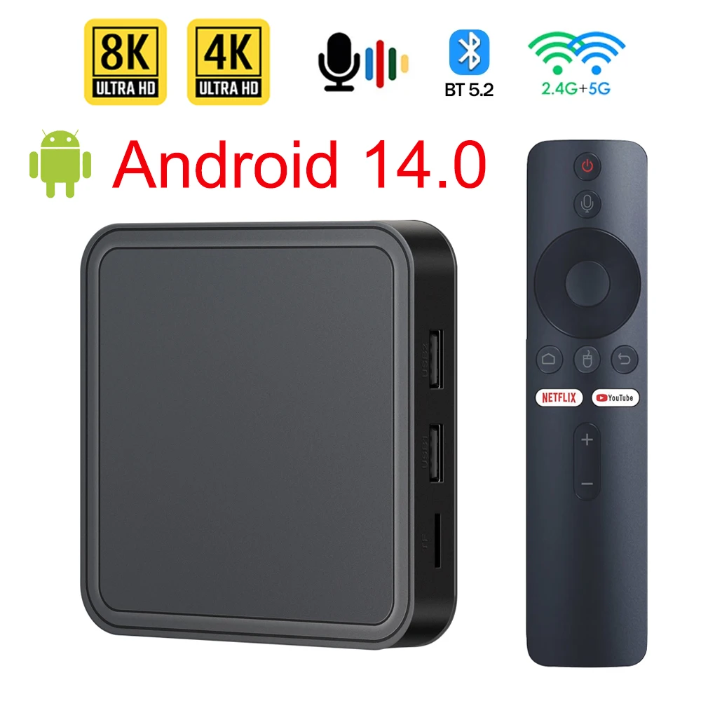 TV Box Android 14 TV98 Pro Allwinner H313 Quad Support 8K Video 4K Dual Wifi BT Voice Remote Control Player Smart Set Top Box