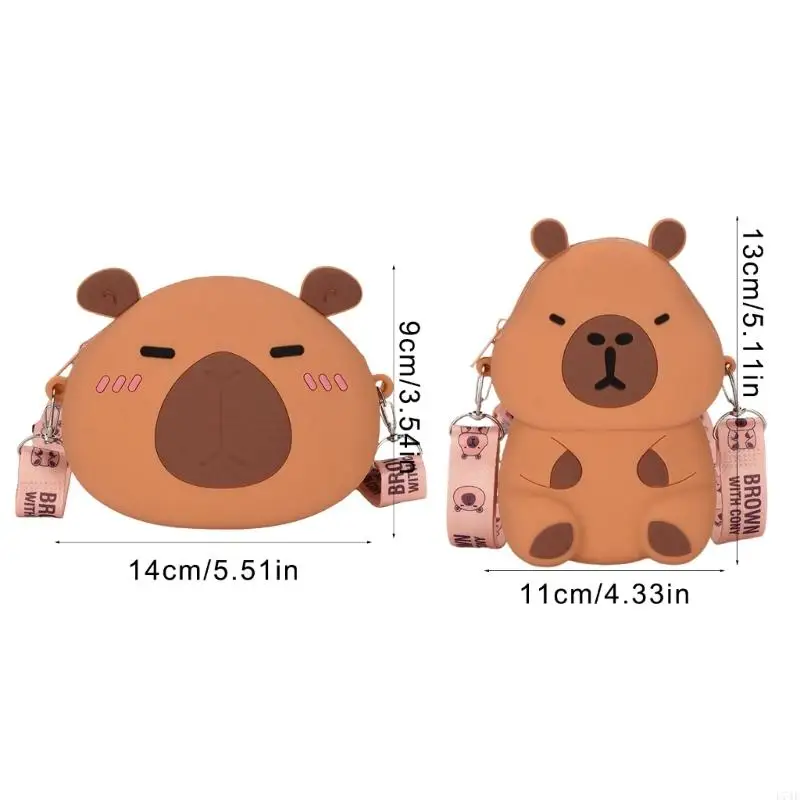 L74F Fun Capybara Silicone Coin Case Practical and Soft Crossbody Bag Great for Children and Capybara Enthusiasts