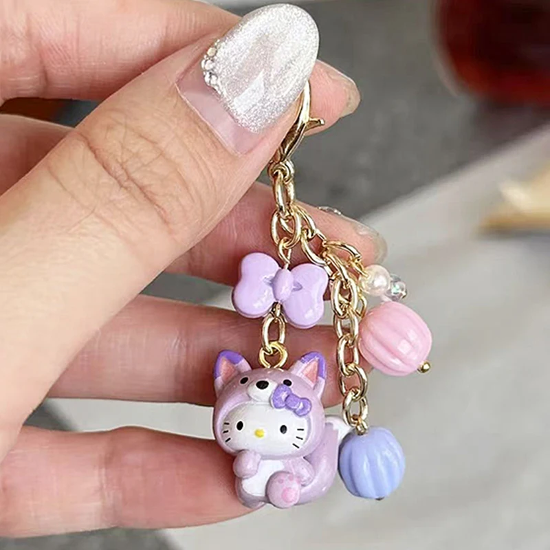 Sanrios Gantungan Kunci Hewan Kartun Kawaii Anime Lucu Hellokittys Dompet Liontin Tali Ponsel Hadiah Aksesori Jimat untuk Anak Perempuan