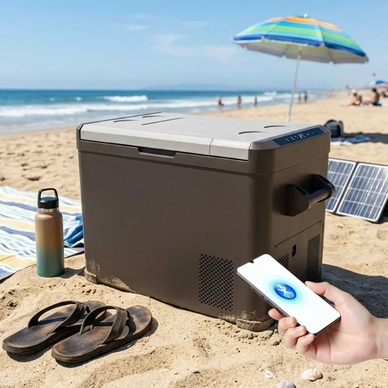 Portable Dual Zone Vehicle Refrigerator 50L 53QT, Smart App Control, DC12V/24V AC100V-240V Outdoor Cooling Fridge