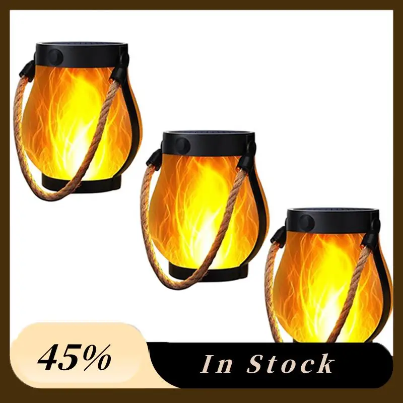A60zsolar Flame Lantern Hanging Outdoor Waterproof-Dual Charging Modes 3-Pack For Garden Or Yard Decormay