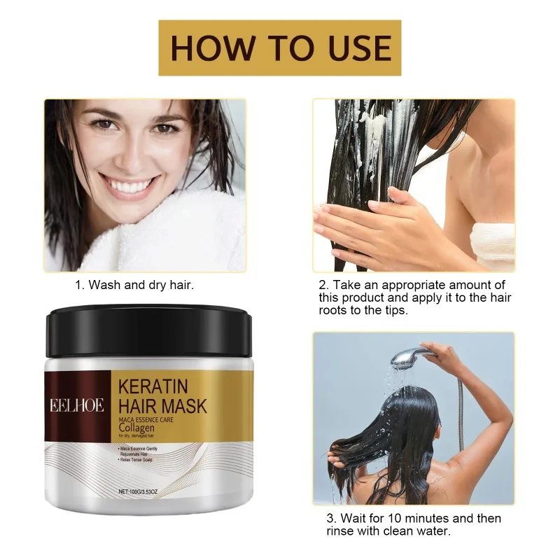 3.53OZ Keratin Collagen Repair Moisturizing Leave-in Hair Cream Prevents Dry Split Hair Loss Smooth for Men and Women