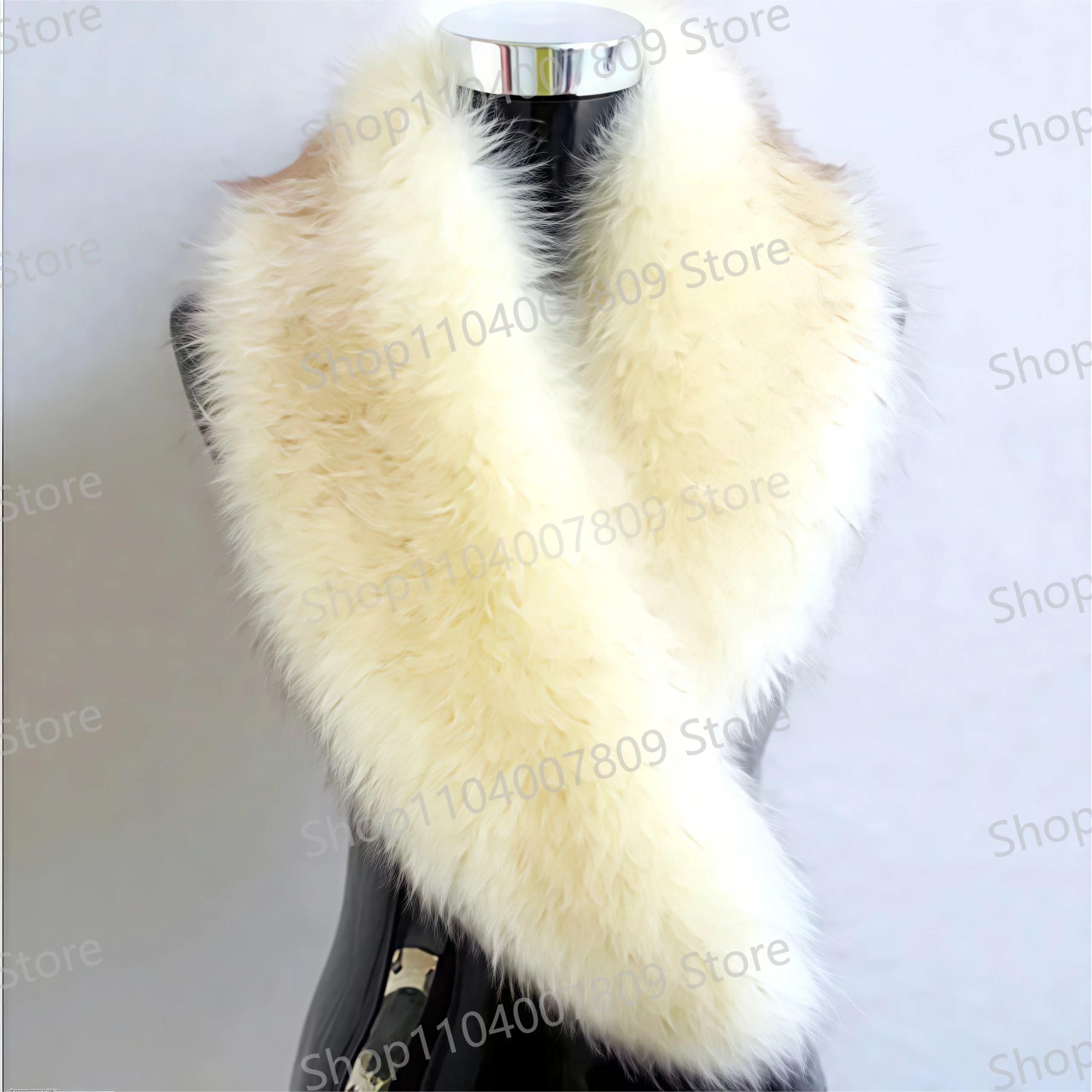 Faux Fox Fur Collar Scarf Thick Imitation Fur Shawl Collar Wrap Neck Winter Neck Warmer Scarf Down Jackets Hood Fur Decoration - Image 6