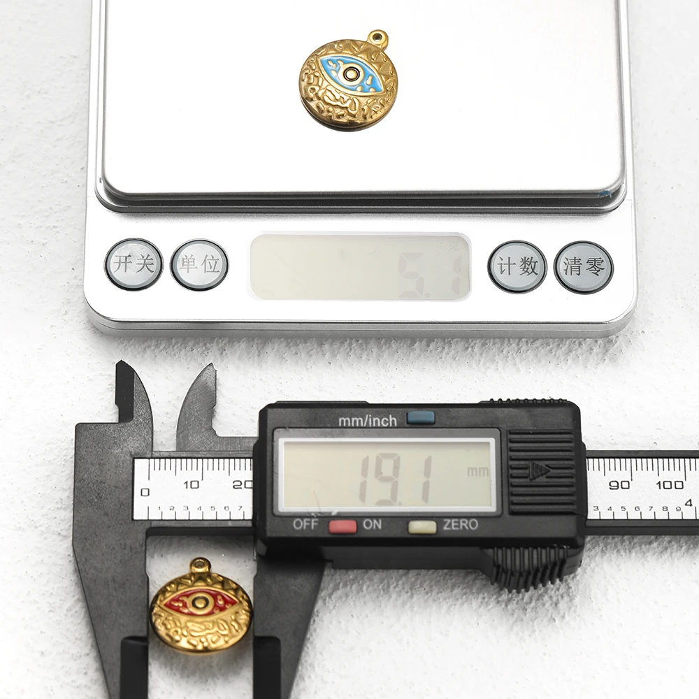 5pcs Stainless Steel Enamel Evil Eye Charms Rhinestone Pendants for DIY Fashion Jewelry Making Earrings Necklaces Accessories