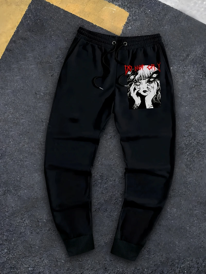 

2025 Autumn and Winter Men's Sweatpants with Japanese Horror Comic Prints High-end Luxury Is for Both Men and Women Gym