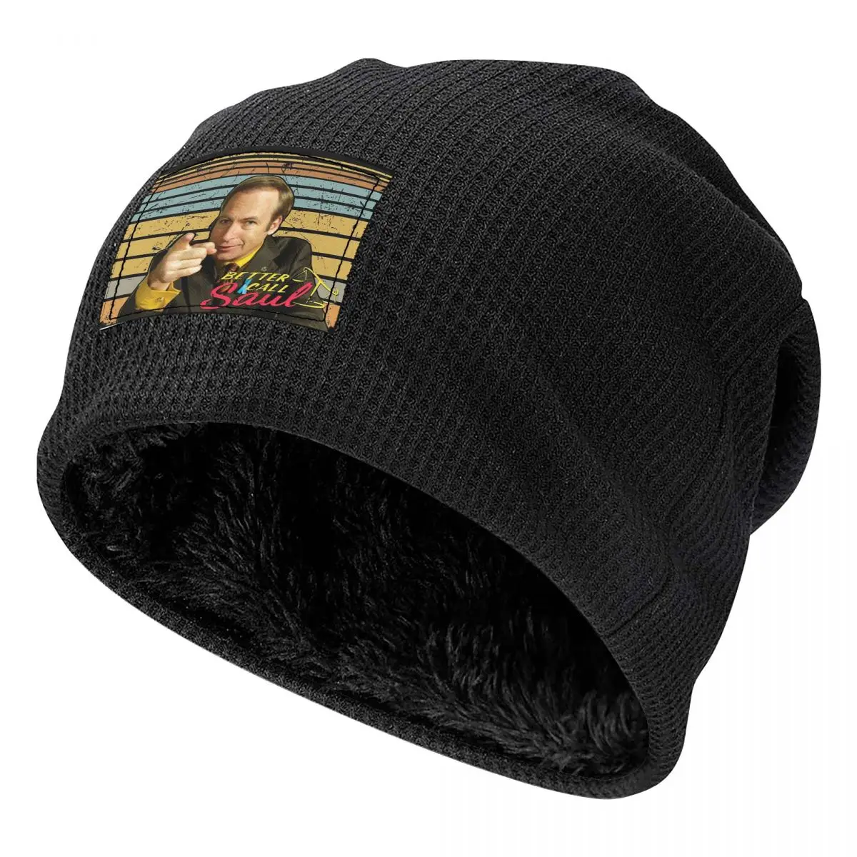 Better Call Saul Classic Waffle Knit Fleece Lined Beanie with PU Leather Patch Unisex Warm Winter Soft Cap