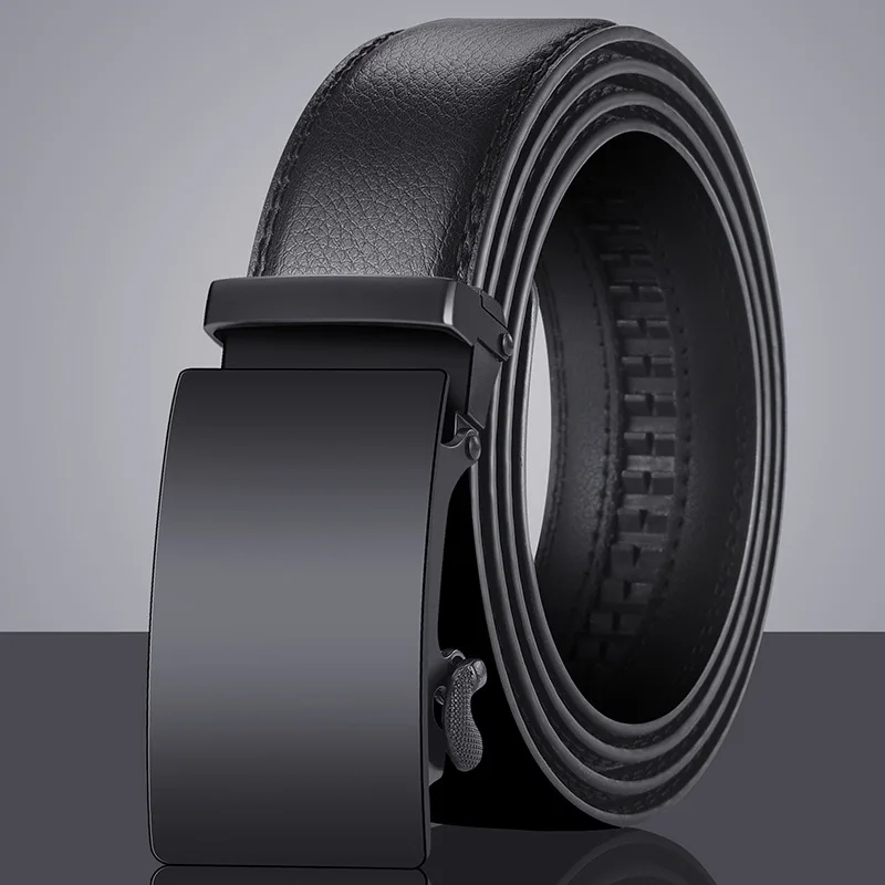 Cinto masculino com fivela automática de liga (sem ferro, à prova de ferrugem), cinto de vestido de tamanho grande premium para negócios casuais, leve e durável