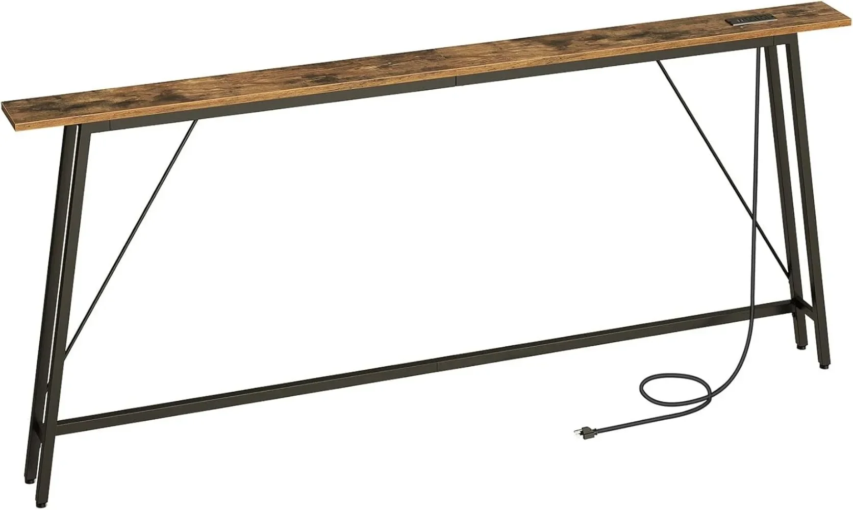 

78.7" Skinny Console Table with Power Outlets, 5.9" Sofa Tables Narrow Long, Industrial Behind CouchTable, for Hallway, Entryway