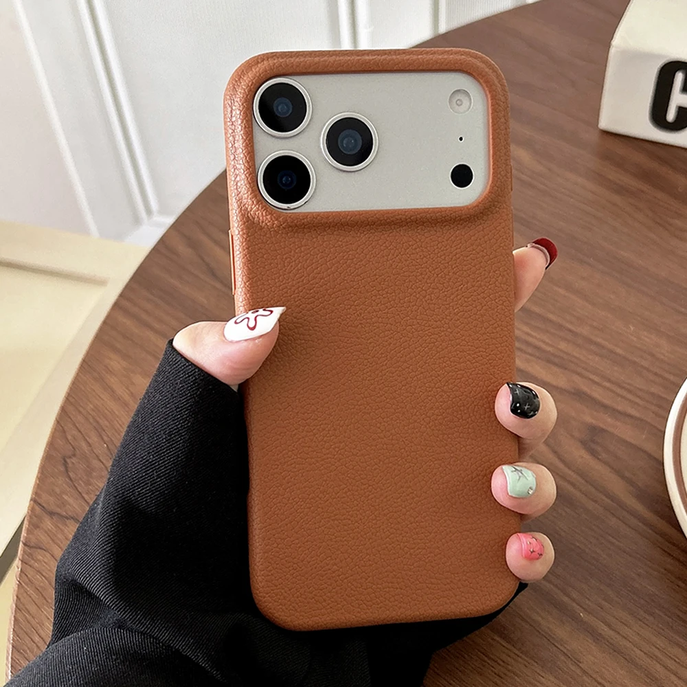 Luxury Business Leather Texture Phone Case For iPhone 17 Pro Max 17 Air 16 Plus 15 14 13 12 11 Pro Max Shockproof Cover Shell - náhled 5