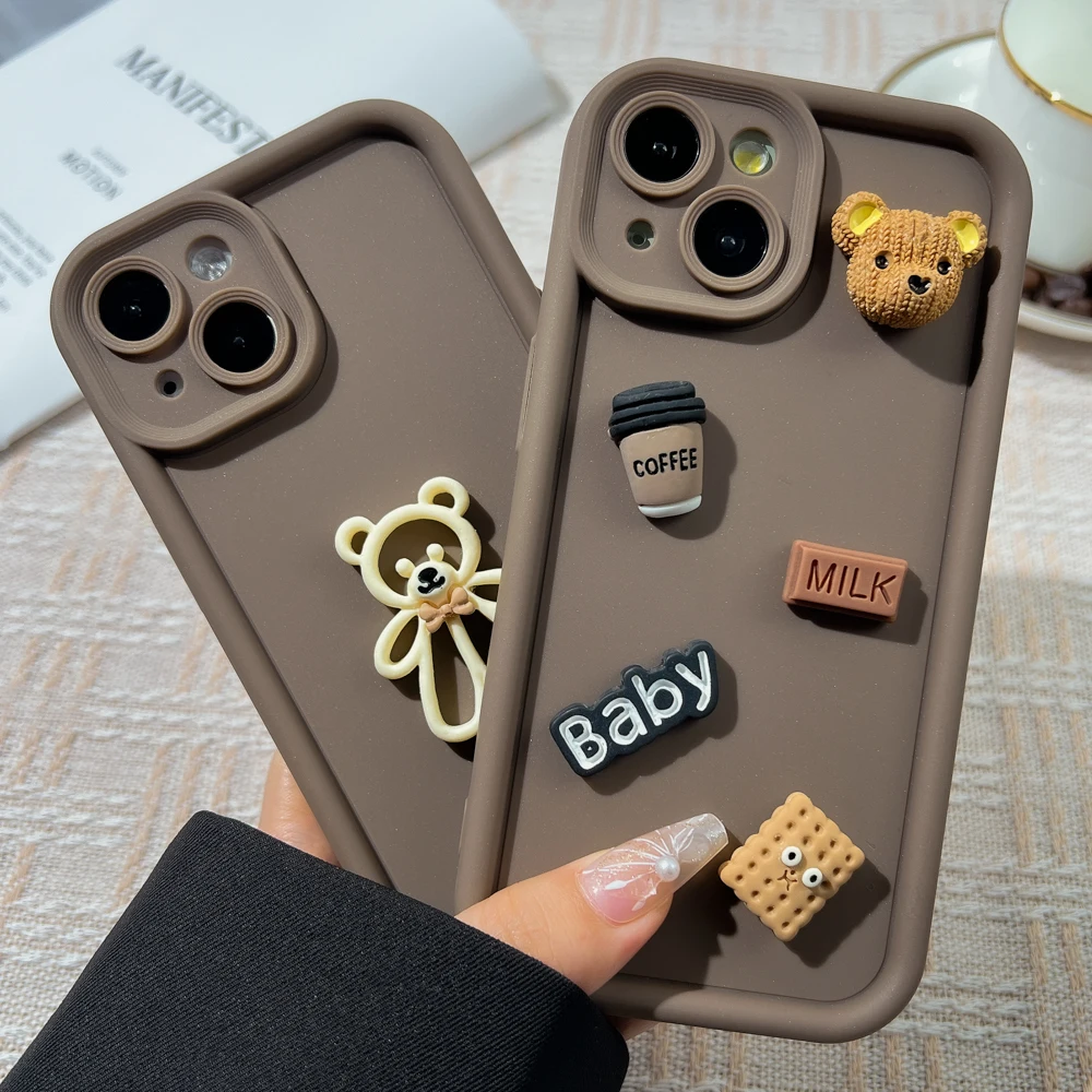 Diy Bear Case Voor Samsung S24 Ultra Funda A55 5G A54 A15 S23 S23 S22 S21 S20 Fe A52 A52 A34 A33 A35 A32 A14 A13 Plus Zachte Siliconen Hoes