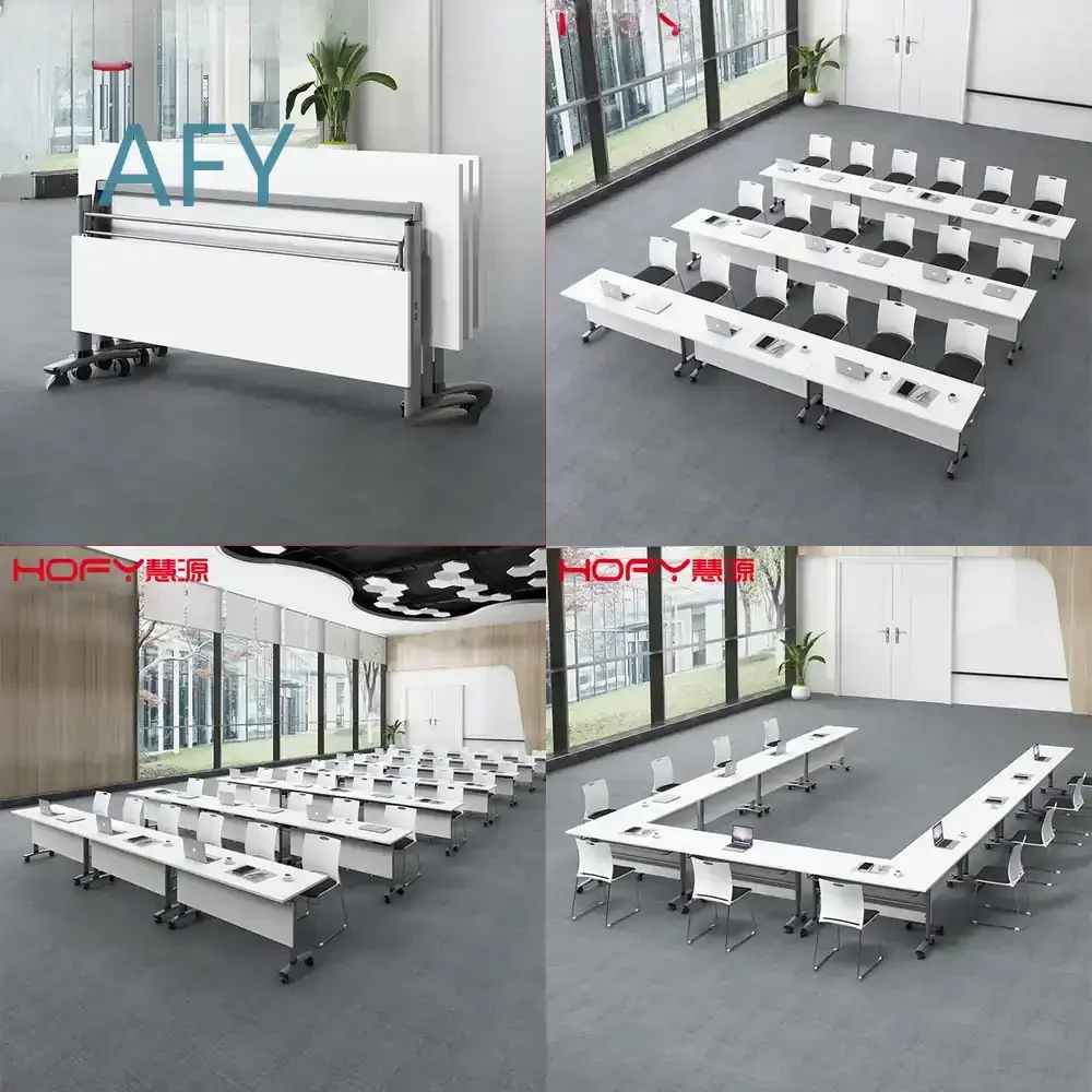 Training Tables and Chairs for Training Institutions Wheeled Desks Folding Foldable Mobile Tables for Classroom Office Home