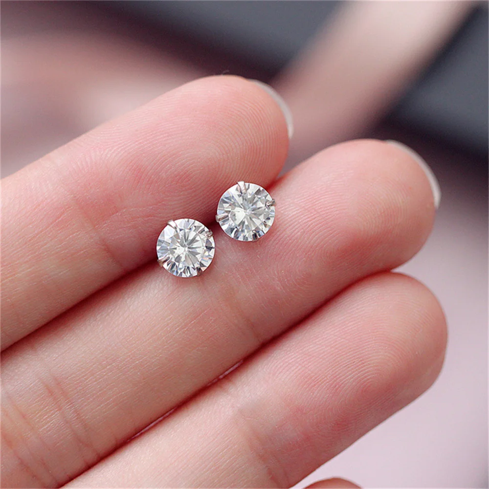 Heren Zirkoon Zilver Kleur Stud Oorbellen Hip Hop Strass Oorbel Voor Vrouwen Heren Straat Sieraden Elegante Mode Accessoires