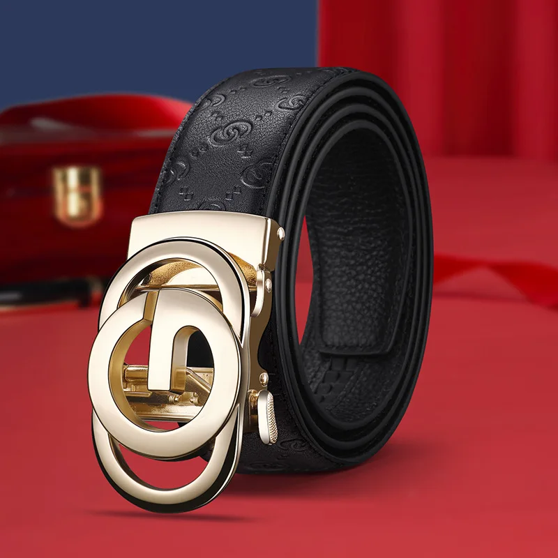 Fashion Business Men\'s Belt Genuine Luxury Brand Metal Buckle Belt High-Quality PU Leather Soft Belt With Cargo Pants Jeans
