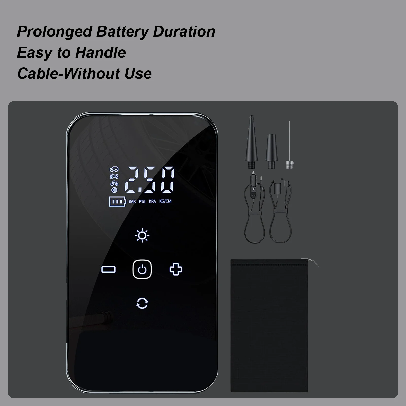 

Беспроводной воздушный насос с сенсорным экраном, портативный воздушный компрессор, электрический насос для накачивания шин, перезаряжаемые автомобильные аксессуары для езды на велосипеде